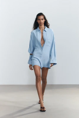 SHORT FLOWY TRF DENIM JUMPSUIT