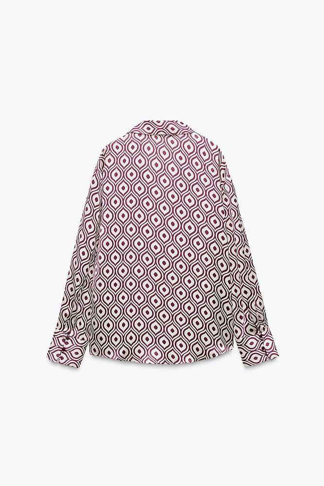 GEOMETRIC PRINT SATIN EFFECT SHIRT