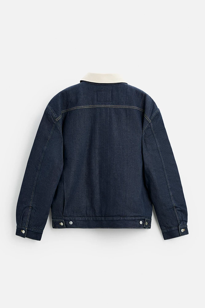 CONTRAST COLLAR DENIM JACKET