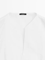 Poplin cotton blouse with elasticated detail