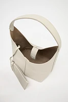 GRAINED LEATHER BUCKET BAG