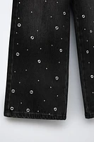 STUDDED WIDE LEG JEANS