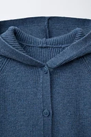 GILET EN MAILLE À CAPUCHE