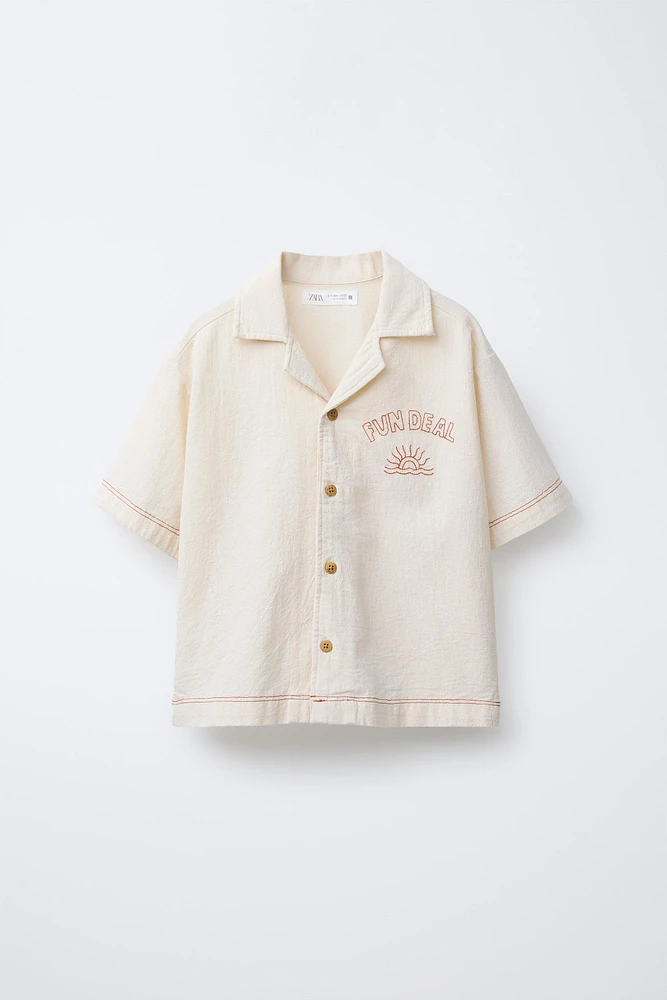 TEXTURED EMBROIDERED SHIRT