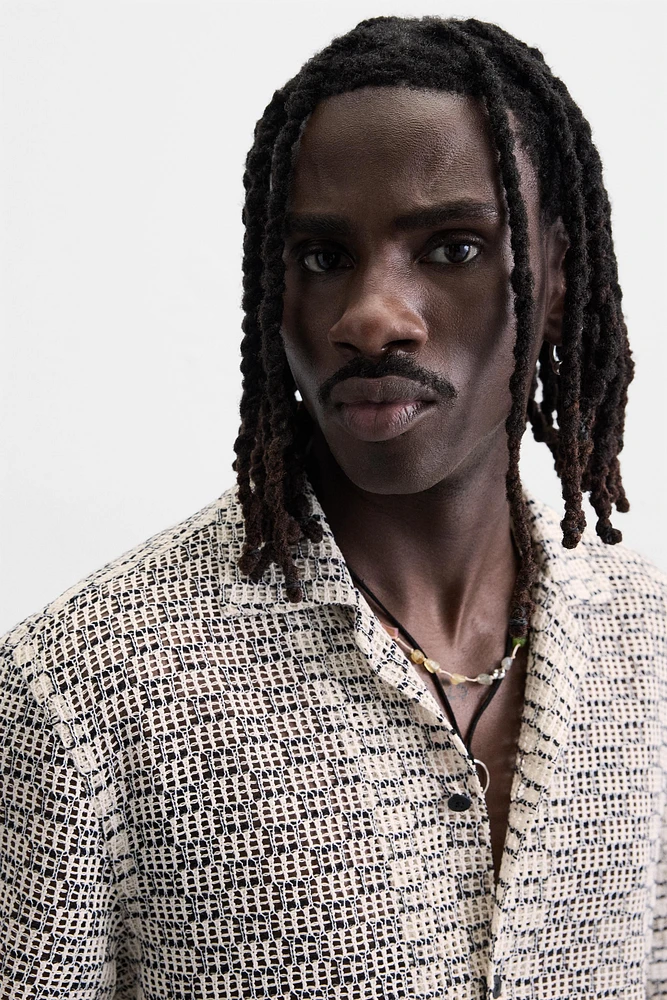 OPEN-WEAVE TEXTURED SHIRT