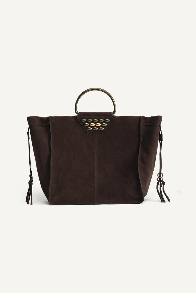 LIMITED EDITION SUEDE STUDDED CITY BAG