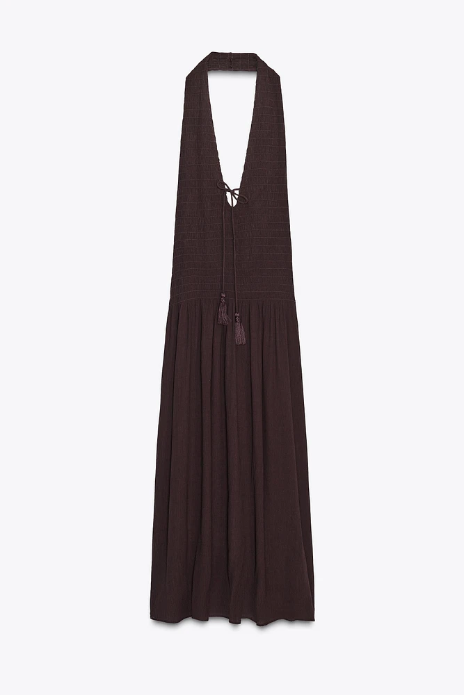 SMOCKED HALTER DRESS