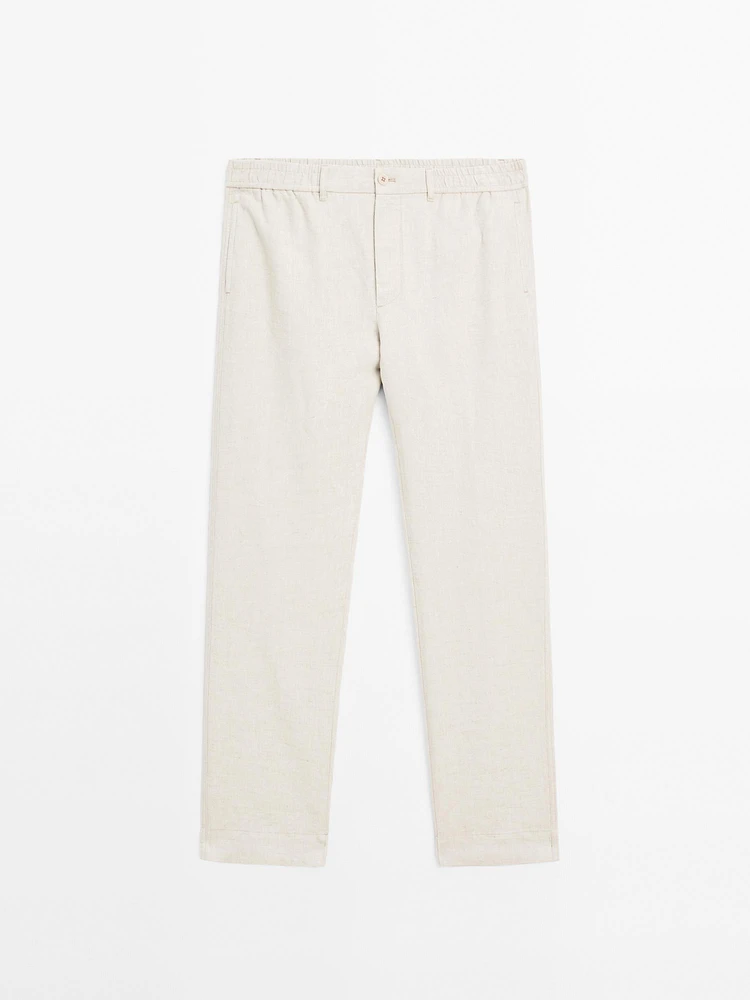 100% linen jogger fit trousers