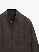 Faded total look linen bomber jacket