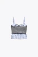COMBINATION STRIPED POPLIN TOP