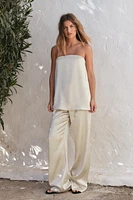 STRAPLESS SATIN EFFECT TOP