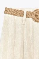 STRIPED WIDE LEG PANTS WITH BELT