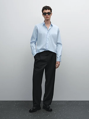 Slim fit stretch cotton blend shirt