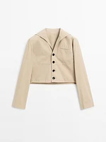 Short cotton jacket with sailor collar