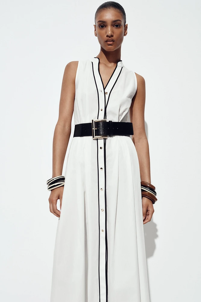 ROBE MIDI EN POPELINE LISERÉS CONTRASTE