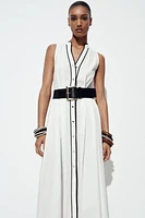 ROBE MIDI EN POPELINE LISERÉS CONTRASTE