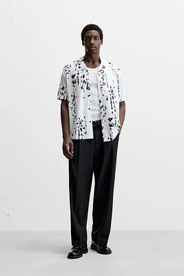 LEAF PRINT STRETCH SHIRT