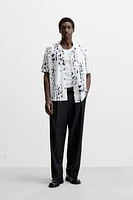 LEAF PRINT STRETCH SHIRT