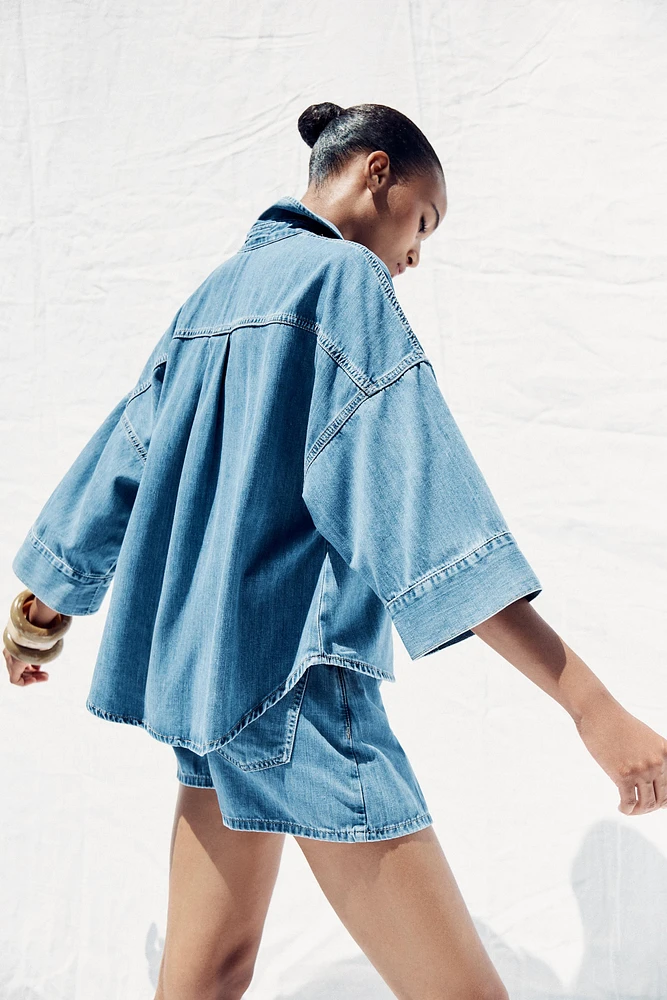 CHEMISE Z1975 FLUIDE EN JEAN À MANCHES LARGES