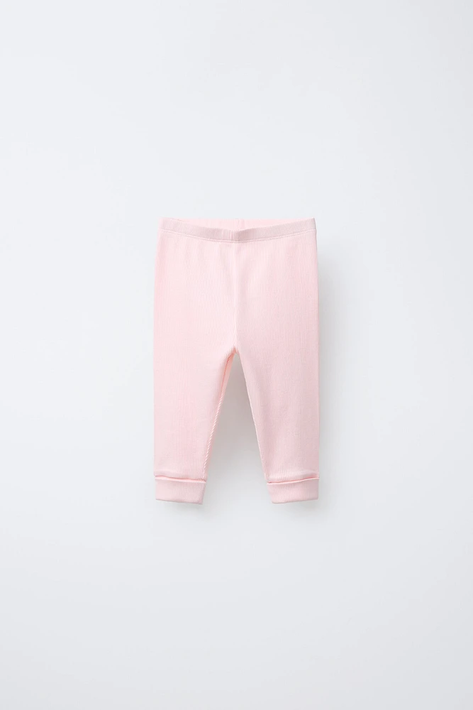 LOT DE DEUX LEGGINGS CÔTELÉS AJUSTABLES