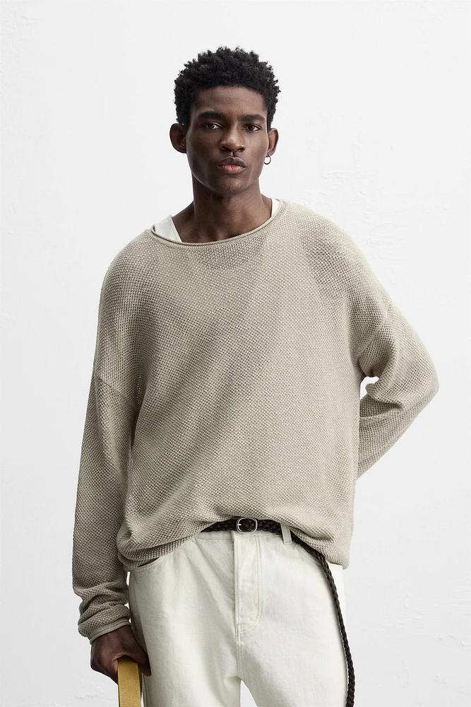 RELAXED FIT TEXTURED SWEATER