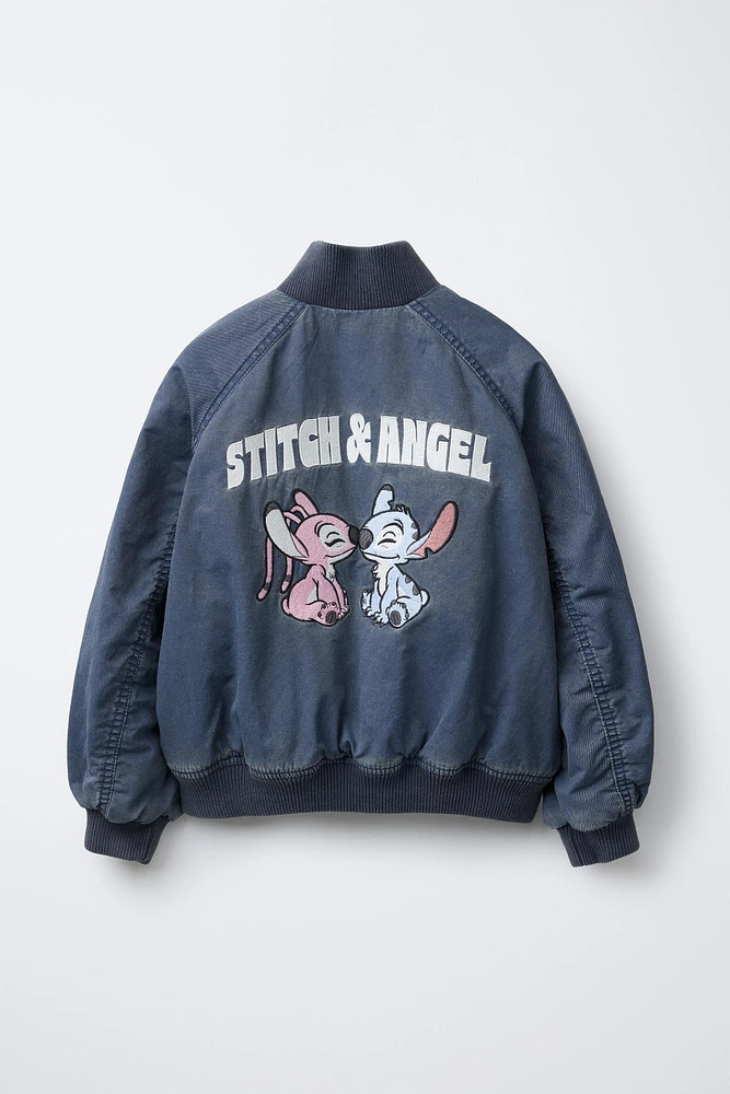 BLOUSON BOMBER EFFET USÉ STITCH & ANGEL © DISNEY