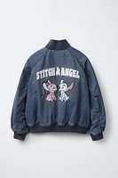 BLOUSON BOMBER EFFET USÉ STITCH & ANGEL © DISNEY