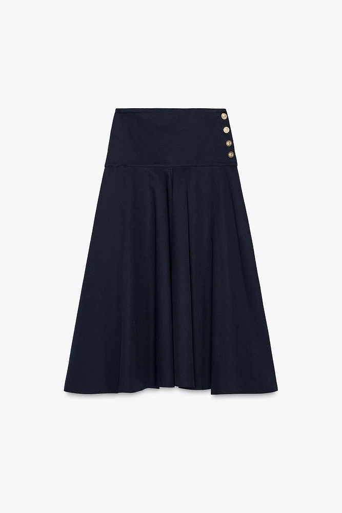 ZW COLLECTION PAPER BAG WAIST SKIRT WITH BUTTONS
