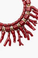 PACK OF 2 CORAL NECKLACES WITH RESIN