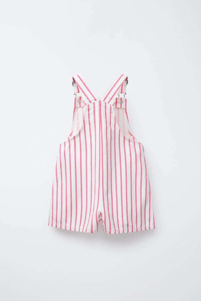STRIPED TWILL OVERALLS