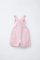 STRIPED TWILL OVERALLS