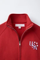 RAISED PRINT ZIP-UP SWEATSHIRT