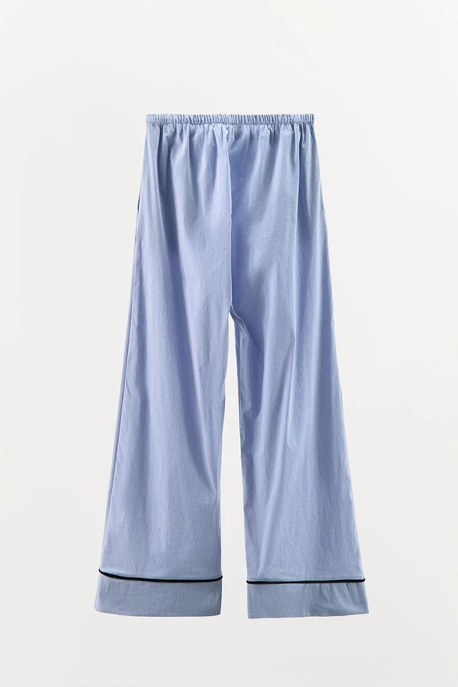 PANTALON STYLE PYJAMA À RAYURES EN VELOURS