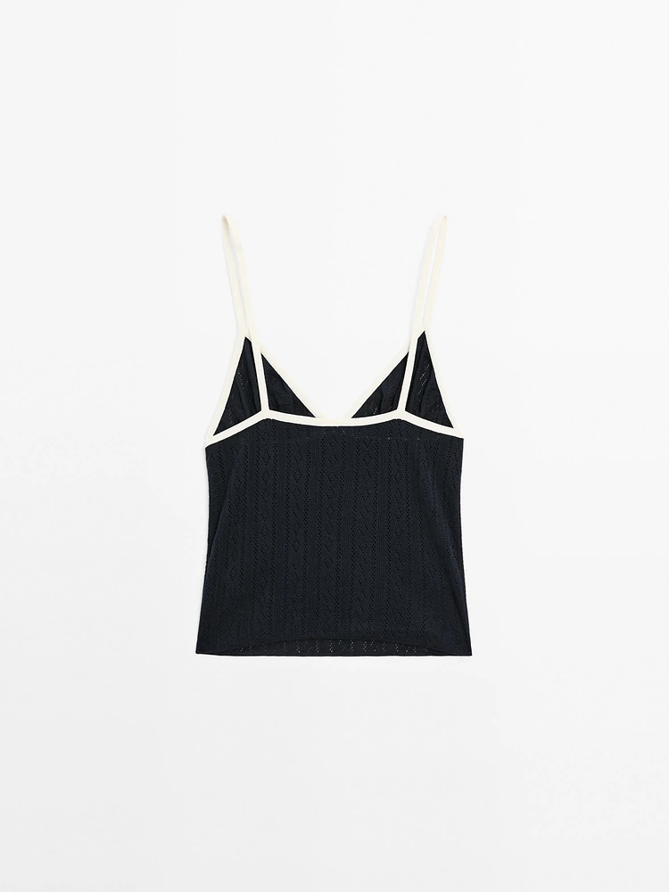 Top triangle maille pointelle
