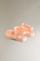 RUBBERIZED CAGE SANDALS WITH HOOK-AND-LOOP STRAP
