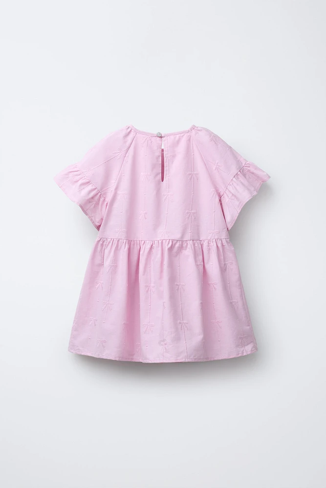 ROBE EN POPELINE AVEC LACETS ET BRODERIES