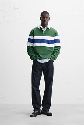 POLO EN JACQUARD À RAYURES