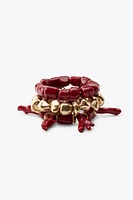 LOT DE 3 BRACELETS ÉLASTIQUES CORAIL