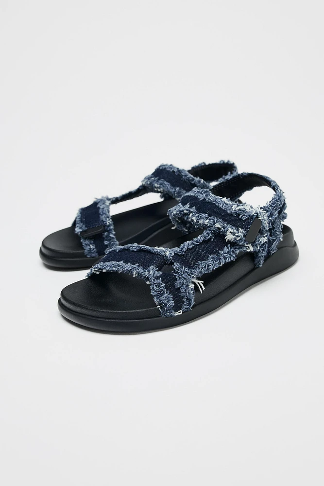 DENIM PLATFORM SANDALS
