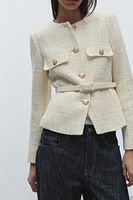 BELTED TEXTURED BLAZER