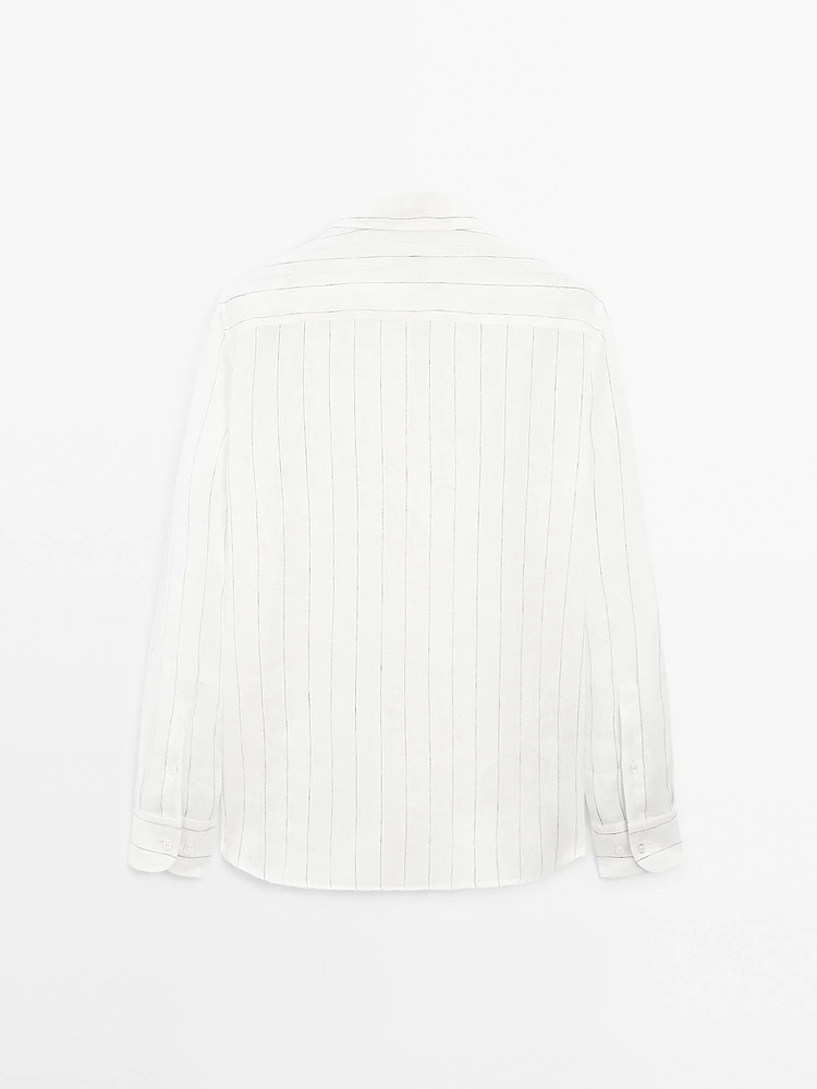 Chemise à rayures tennis 100 % lin
