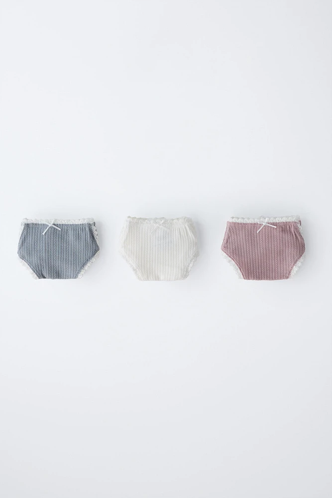 6-14 ANS/ LOT DE TROIS CULOTTES DENTELLE