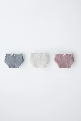 6-14 ANS/ LOT DE TROIS CULOTTES DENTELLE
