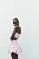 BALLOON STRAIGHT NECK MINI DRESS