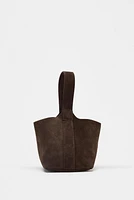 SPLIT LEATHER MINI BUCKET BAG