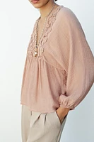 TEXTURED CROCHET BLOUSE
