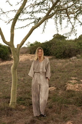 ZW COLLECTION 100% LINEN TIE-DYE BALLOON PANTS