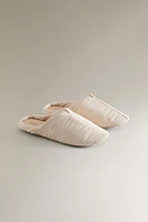 MULE SLIPPERS WITH LEATHER SOLE