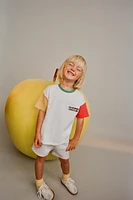 TEXT T-SHIRT AND HEATHERED BERMUDA JOGGING SET