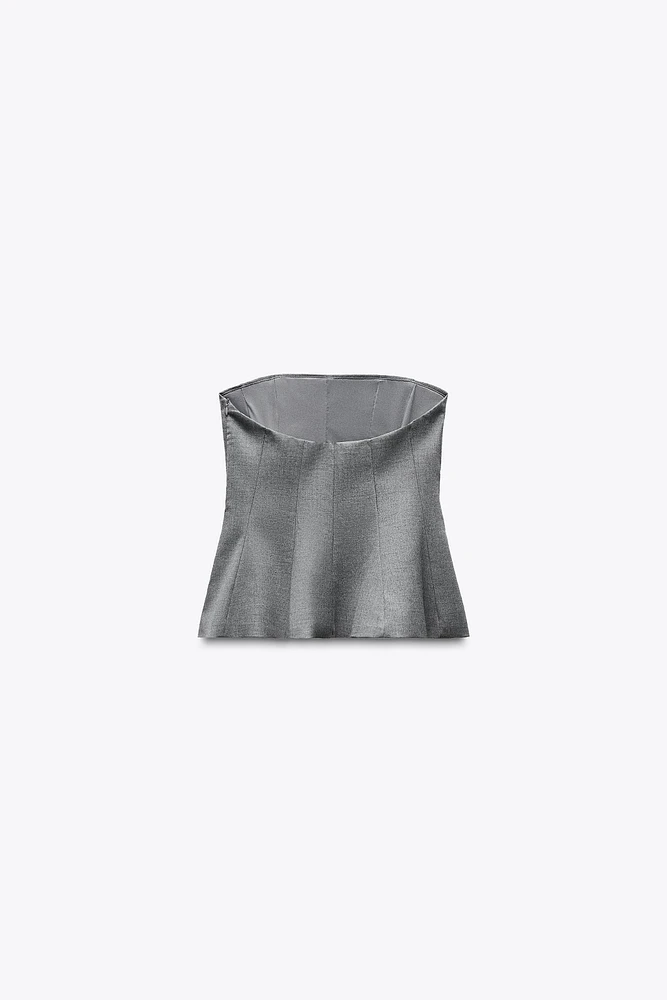 STRAPLESS PEPLUM TOP